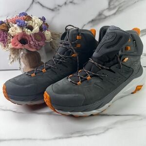 Hoka Kaha 2 GTX Gore Tex Hiking Boots Men's Size 15D Waterproof Orange Gray EUC‎